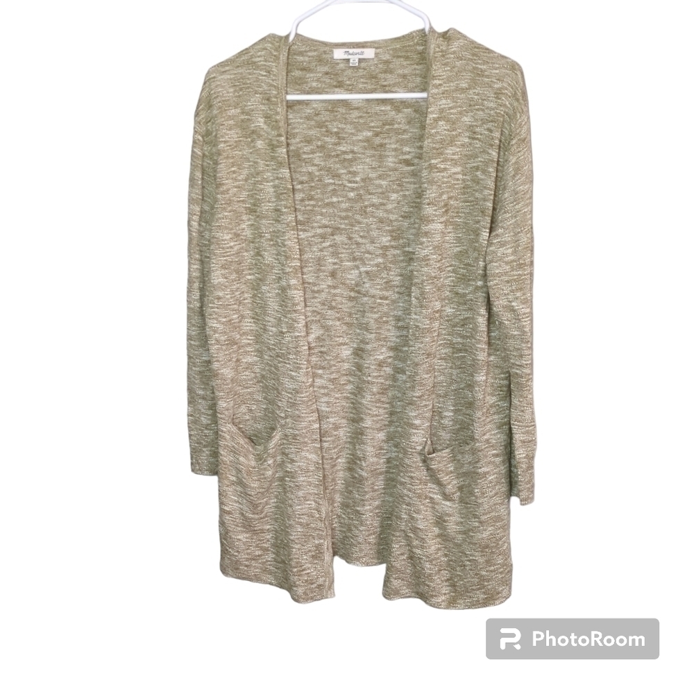 Madewell Women's Marled Summer Ryder Cardigan Sweater Tan/White Size XS
